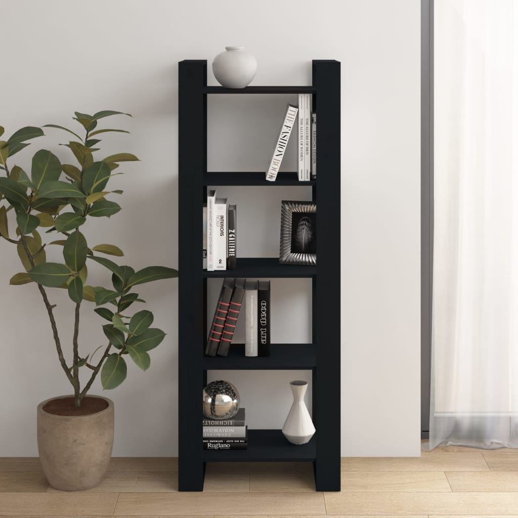 Boekenkast/kamerscherm 60x35x160 cm massief hout zwart is nu te koop bij PeponiXL, paradijselijk wonen!