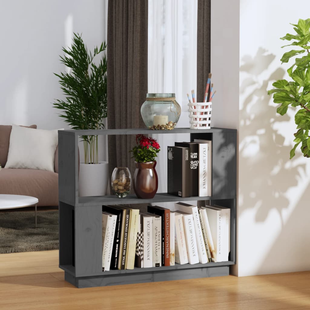 Boekenkast/kamerscherm 80x25x70 cm massief grenenhout grijs is nu te koop bij PeponiXL, paradijselijk wonen!