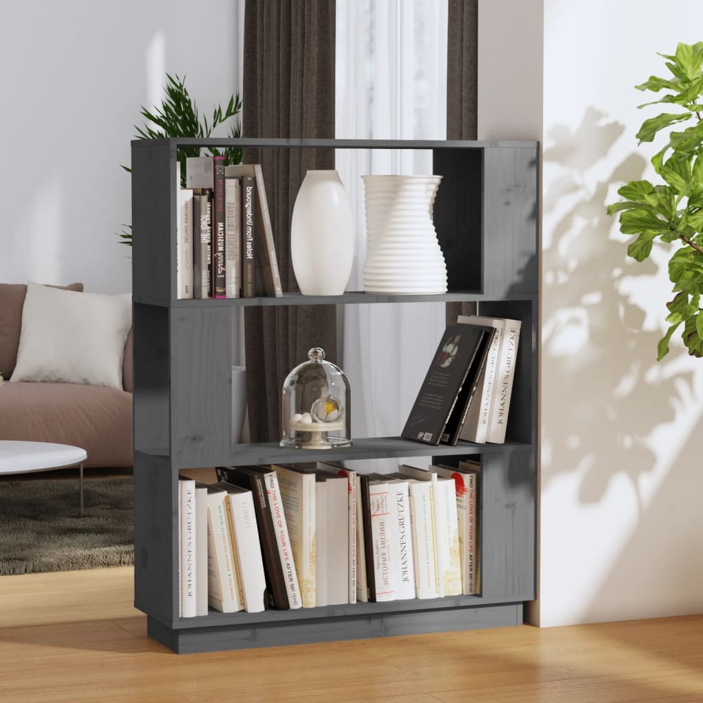Boekenkast/kamerscherm 80x25x101 cm massief grenenhout grijs is nu te koop bij PeponiXL, paradijselijk wonen!