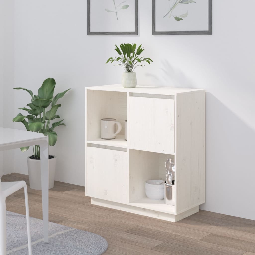 Dressoir 74x35x80 cm massief grenenhout wit is nu te koop bij PeponiXL, paradijselijk wonen!