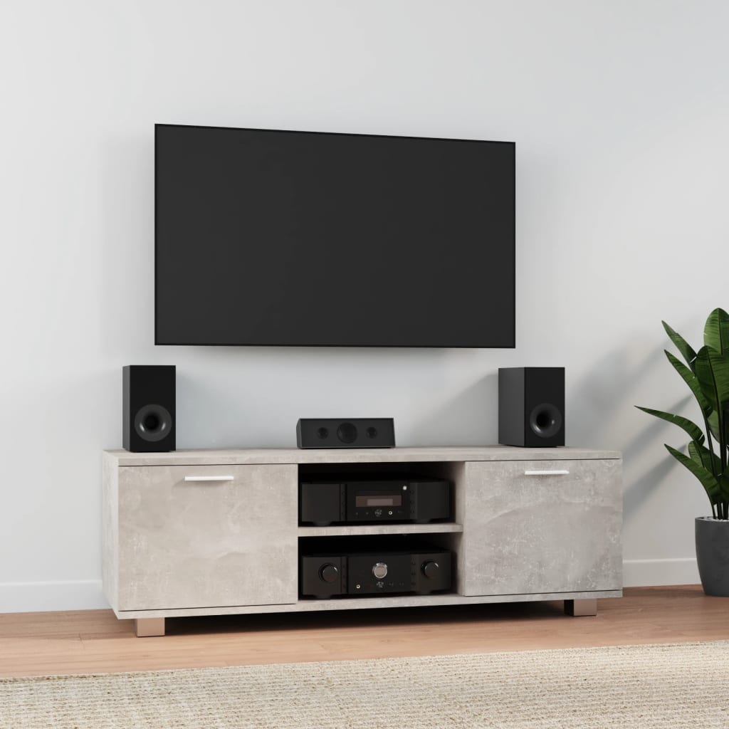 Tv-meubel 120x40,5x35 cm bewerkt hout betongrijs is nu te koop bij PeponiXL, paradijselijk wonen!