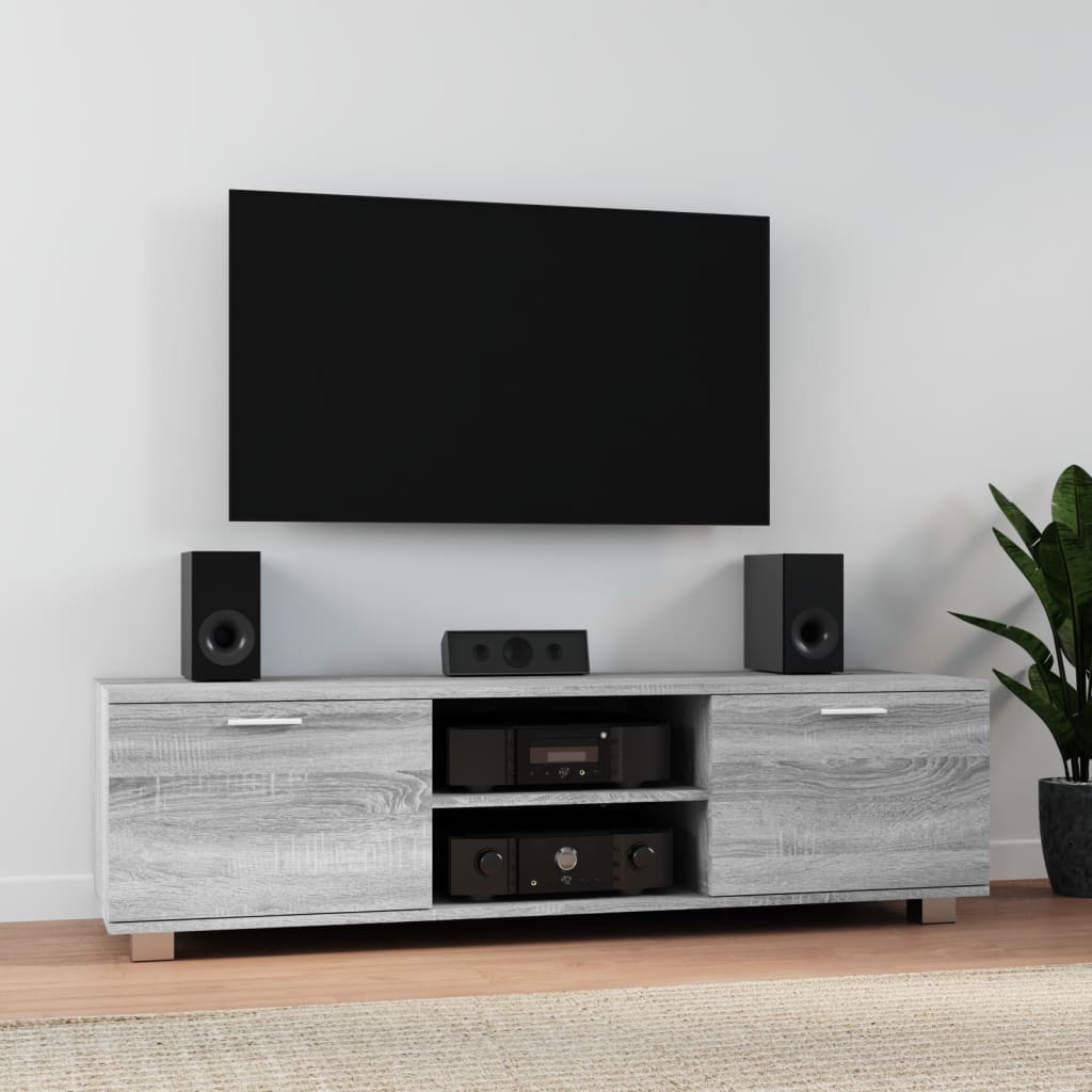 Tv-meubel 140x40,5x35 cm bewerkt hout grijs sonoma eikenkleurig is nu te koop bij PeponiXL, paradijselijk wonen!