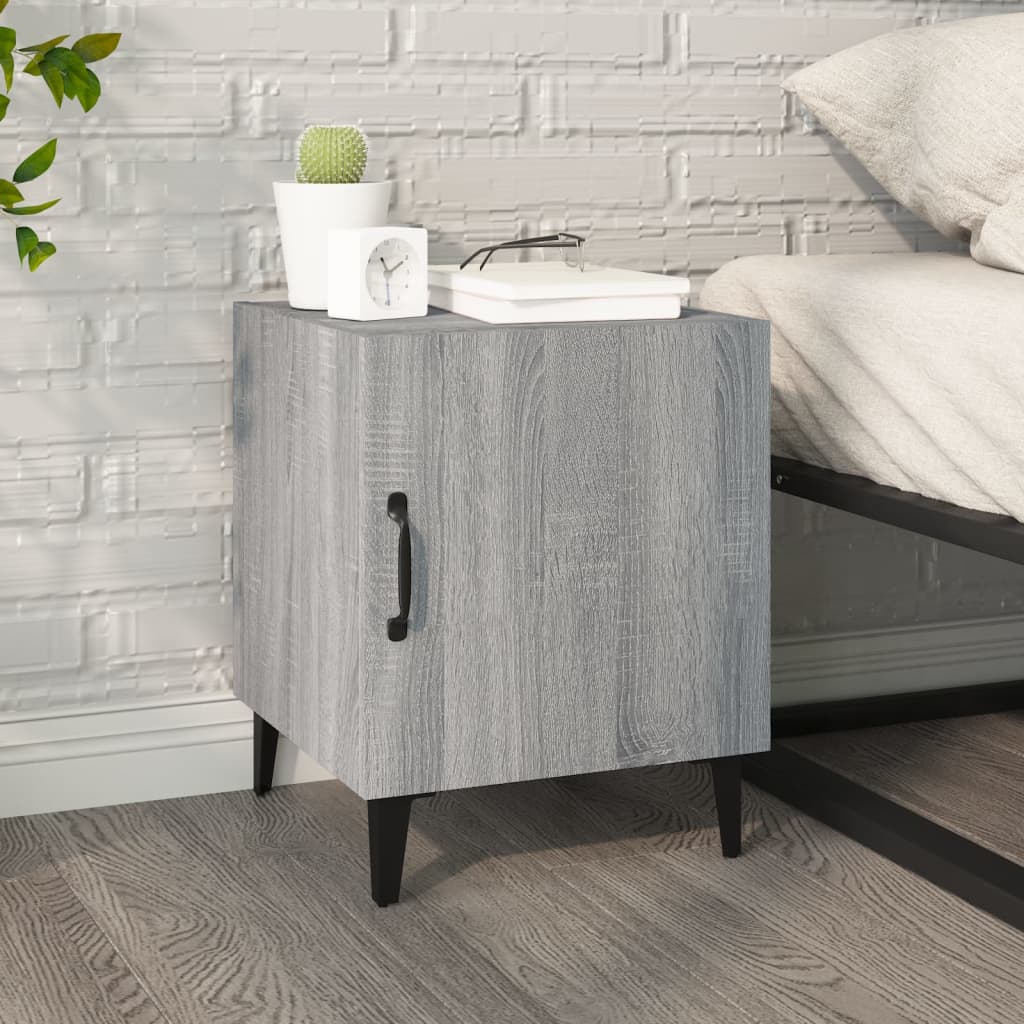 Nachtkastje bewerkt hout grijs sonoma eikenkleurig is nu te koop bij PeponiXL, paradijselijk wonen!