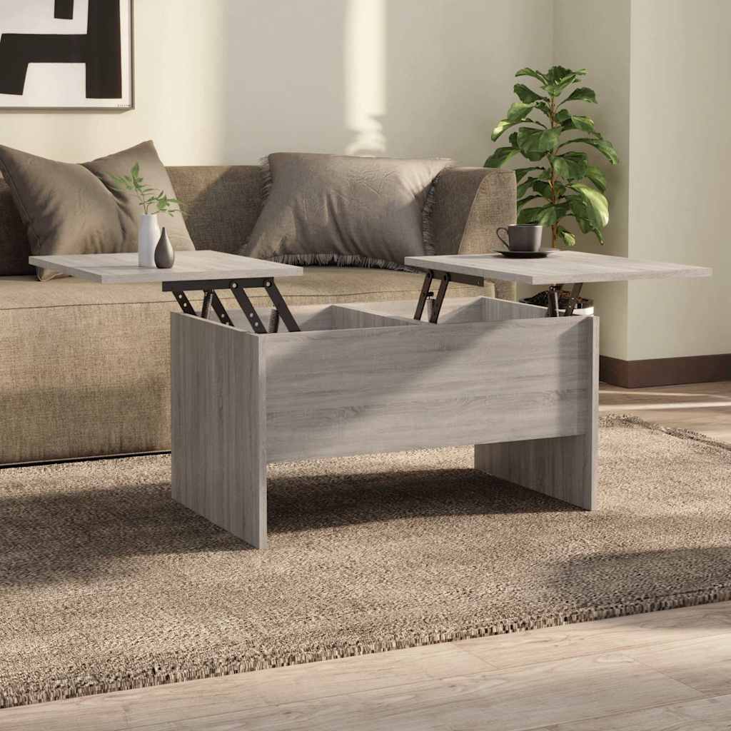 Salontafel 80x50x42,5 cm bewerkt hout grijs sonoma eikenkleurig is nu te koop bij PeponiXL, paradijselijk wonen!