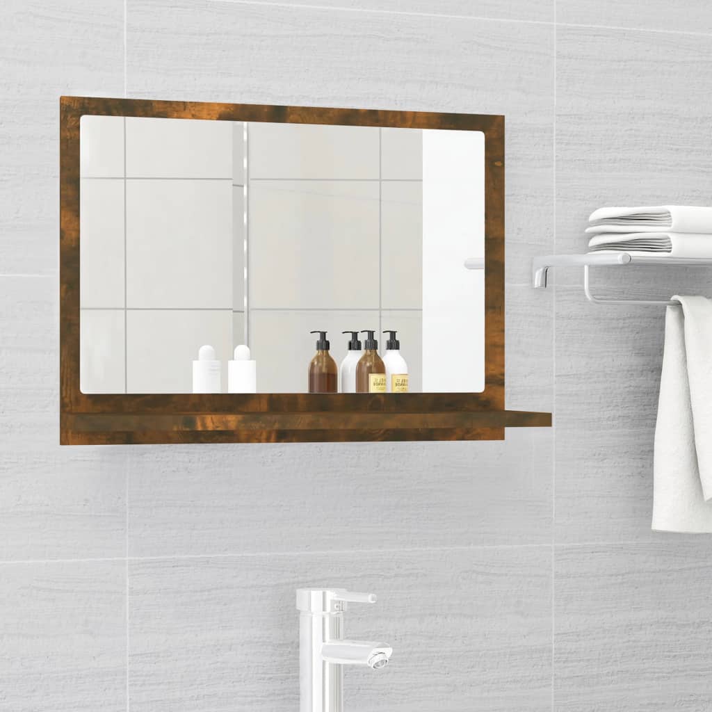 Badkamerspiegel 60x10,5x37 cm bewerkt hout gerookt eikenkleurig is nu te koop bij PeponiXL, paradijselijk wonen!