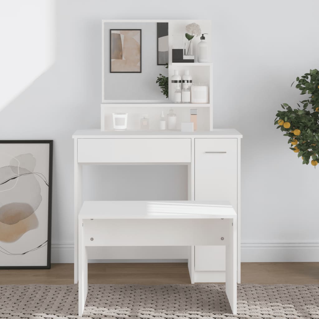 Kaptafel met spiegel 86,5x35x136 cm wit is nu te koop bij PeponiXL, paradijselijk wonen!