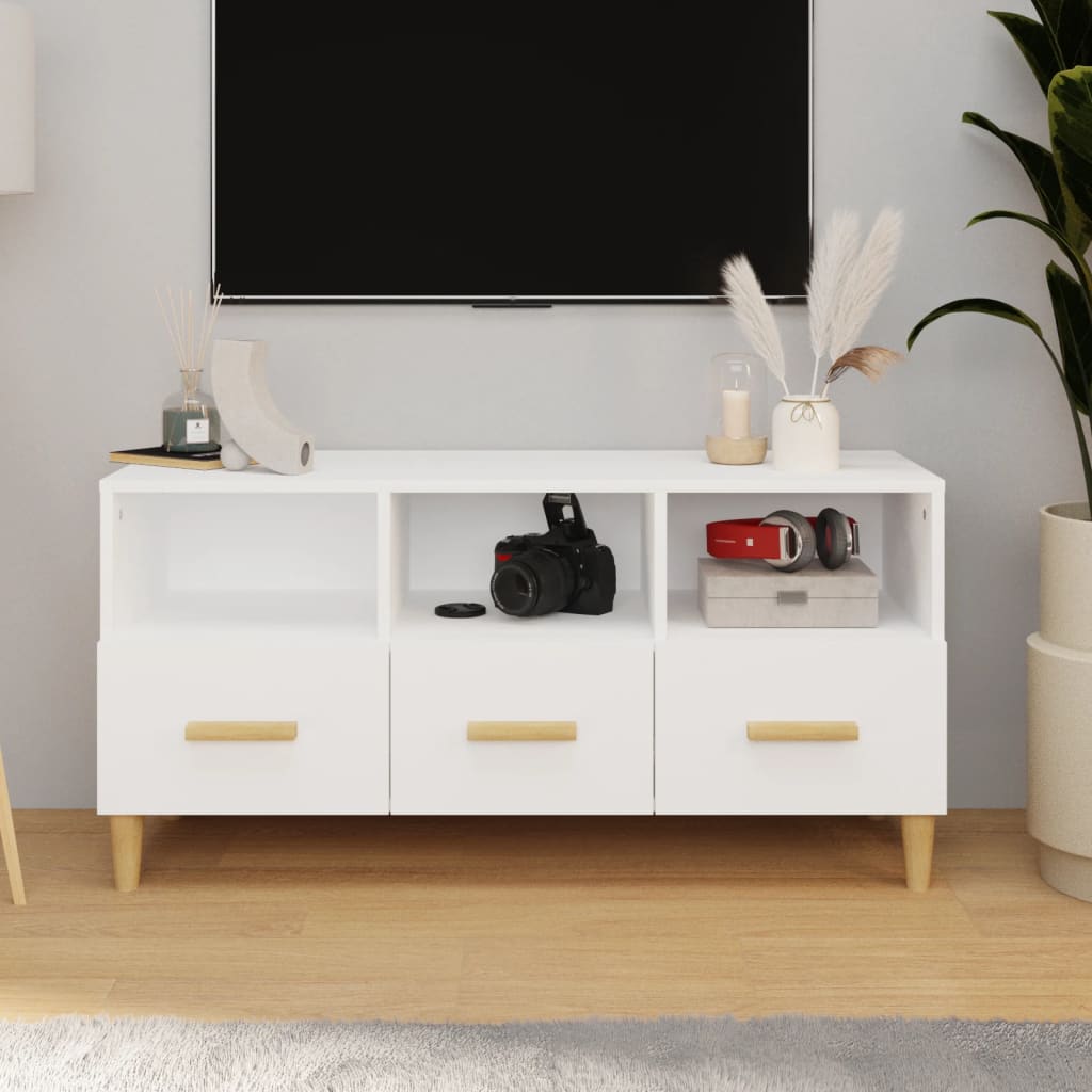 Tv-meubel 102x36x50 cm bewerkt hout wit is nu te koop bij PeponiXL, paradijselijk wonen!