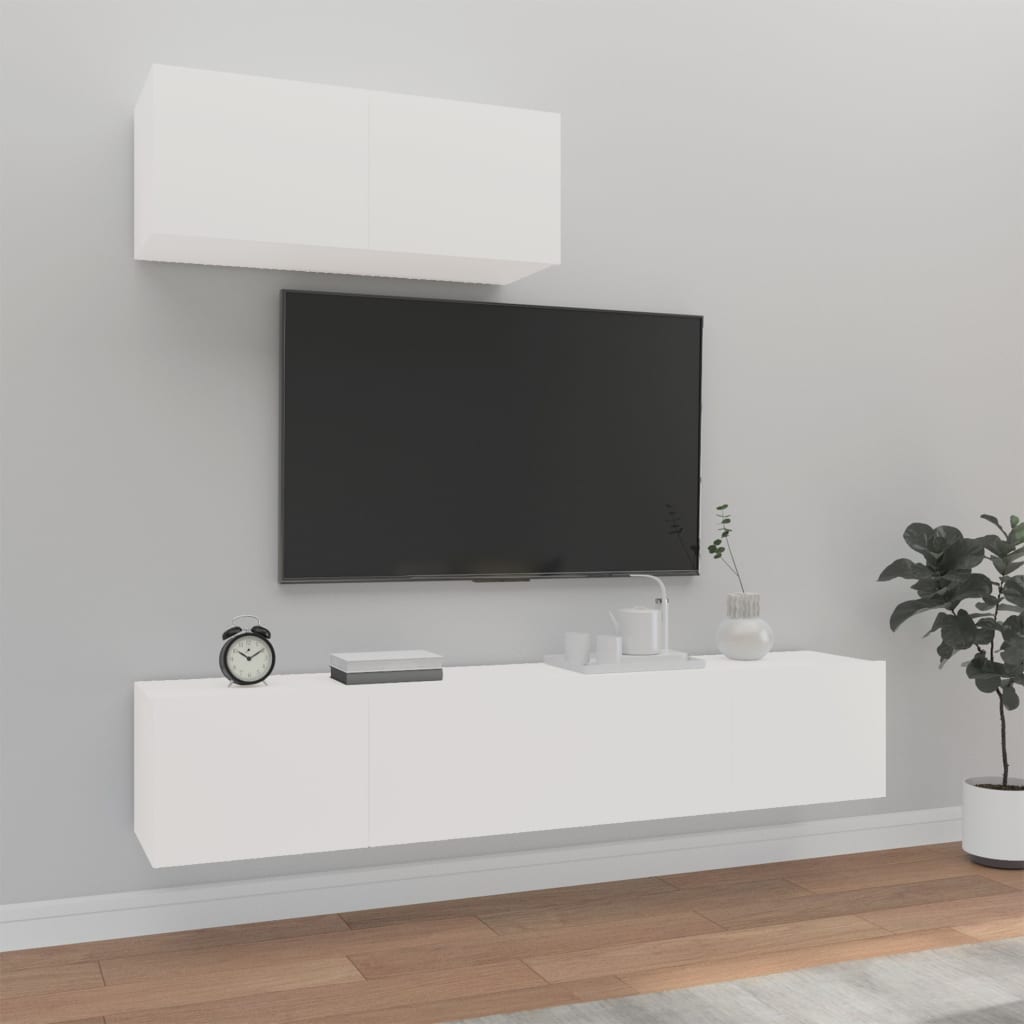 3-delige Tv-meubelset bewerkt hout wit is nu te koop bij PeponiXL, paradijselijk wonen!
