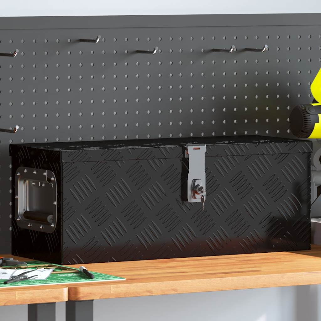 Opbergbox 60x23,5x23 cm aluminium zwart is nu te koop bij PeponiXL, paradijselijk wonen!