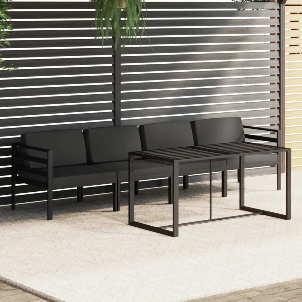 5-delige Loungeset met kussens aluminium antracietkleurig is nu te koop bij PeponiXL, paradijselijk wonen!