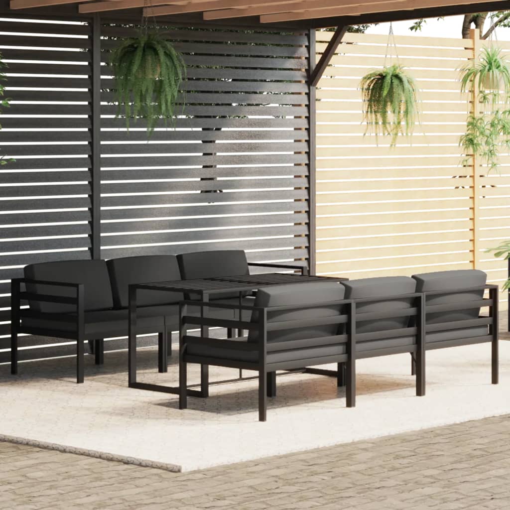 7-delige Loungeset met kussens aluminium antracietkleurig is nu te koop bij PeponiXL, paradijselijk wonen!