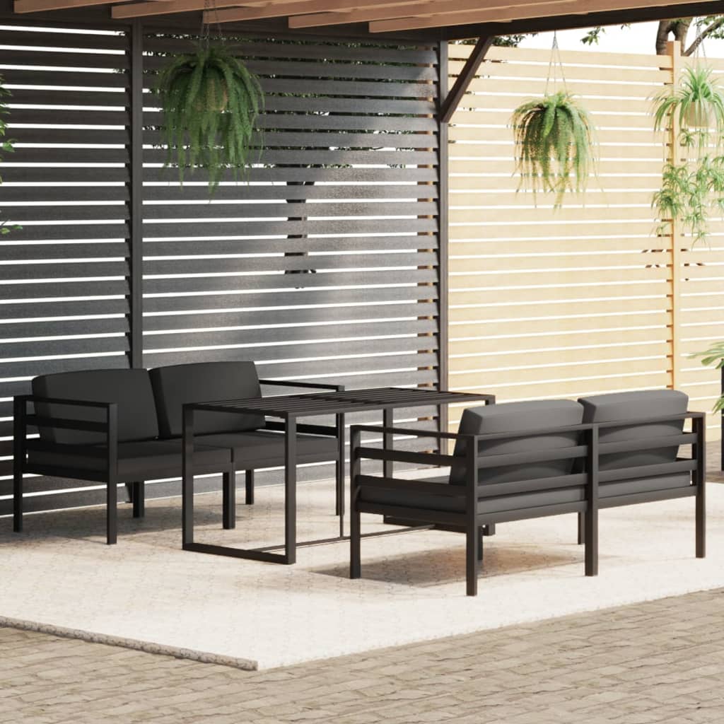 5-delige Loungeset met kussens aluminium antracietkleurig is nu te koop bij PeponiXL, paradijselijk wonen!