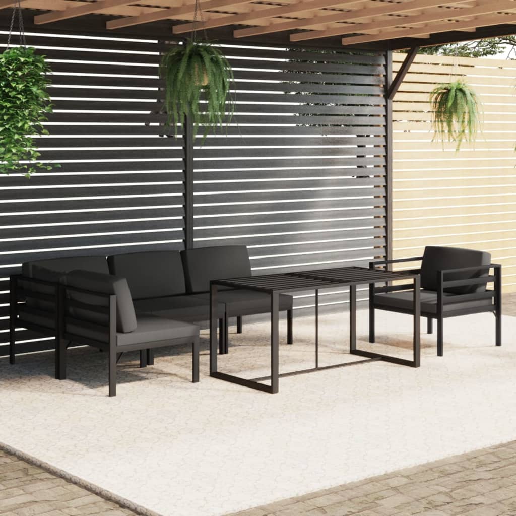 6-delige Loungeset met kussens aluminium antracietkleurig is nu te koop bij PeponiXL, paradijselijk wonen!
