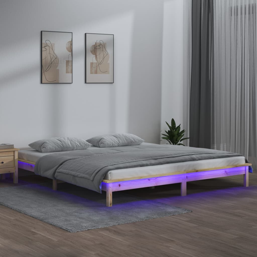 Bedframe LED massief hout 120x190 cm is nu te koop bij PeponiXL, paradijselijk wonen!