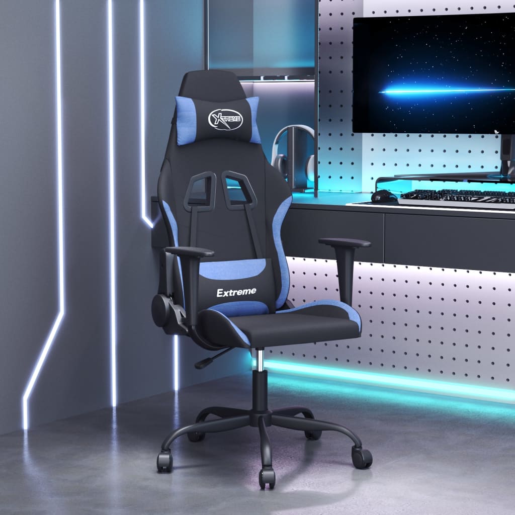 Massage gamestoel stof zwart en blauw is nu te koop bij PeponiXL, paradijselijk wonen!