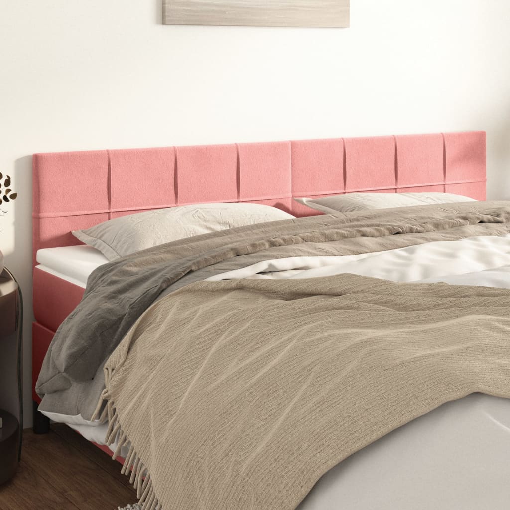 Hoofdborden 180x5x78/88 cm fluweel roze is nu te koop bij PeponiXL, paradijselijk wonen!