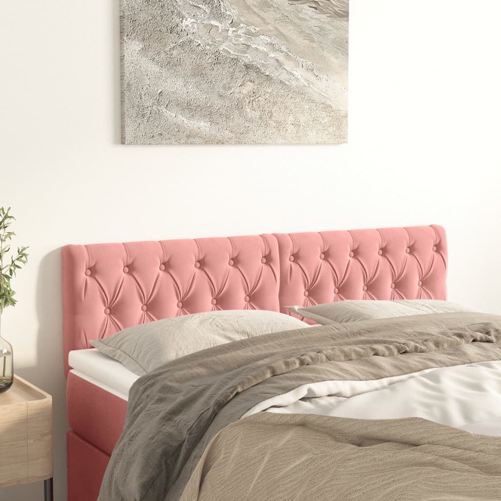 Hoofdborden 144x7x78/88 cm fluweel roze is nu te koop bij PeponiXL, paradijselijk wonen!
