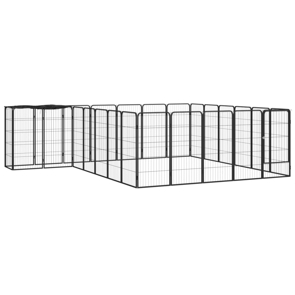 Hondenkennel 26 panelen 50x100 cm gepoedercoat staal zwart is nu te koop bij PeponiXL, paradijselijk wonen!