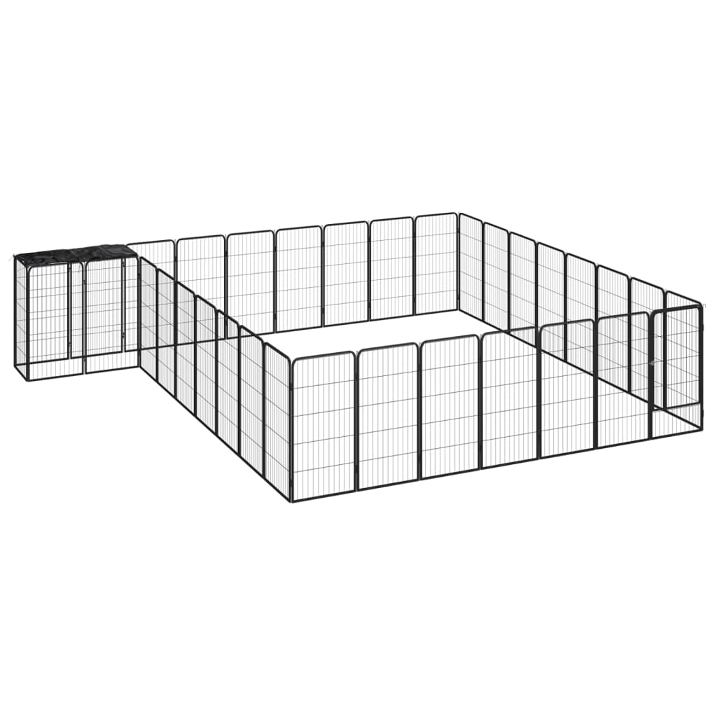 Hondenkennel 34 panelen 50x100 cm gepoedercoat staal zwart is nu te koop bij PeponiXL, paradijselijk wonen!