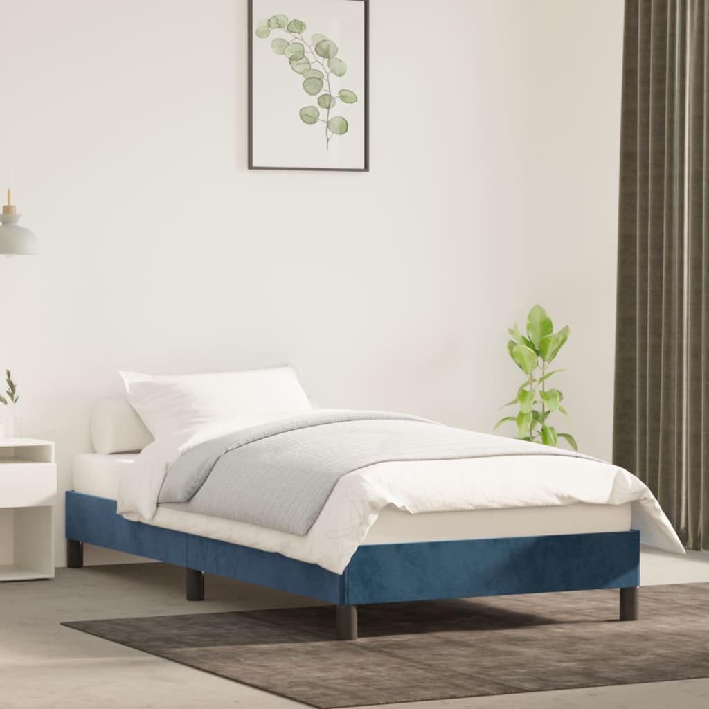 Bedframe zonder matras 100x200 cm fluweel donkerblauw is nu te koop bij PeponiXL, paradijselijk wonen!
