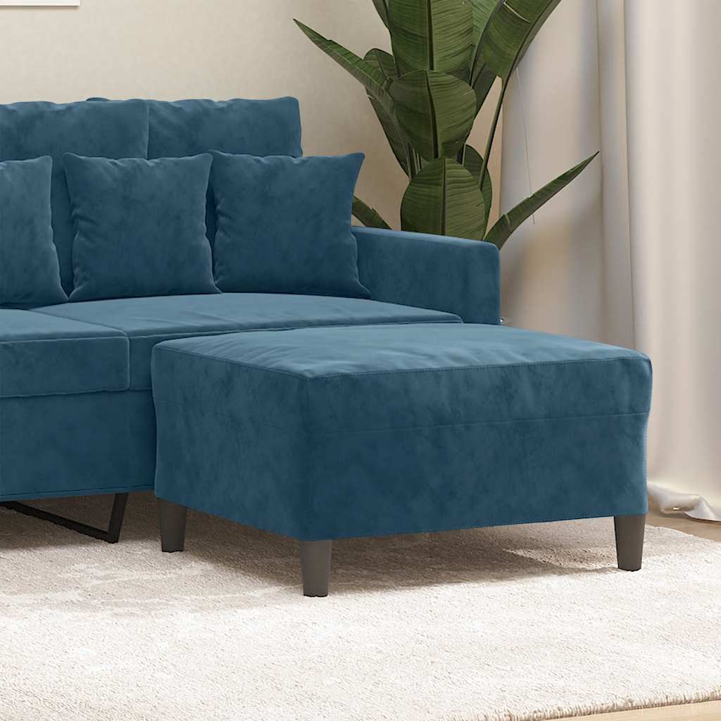 Voetenbank 70x55x41 cm fluweel blauw is nu te koop bij PeponiXL, paradijselijk wonen!