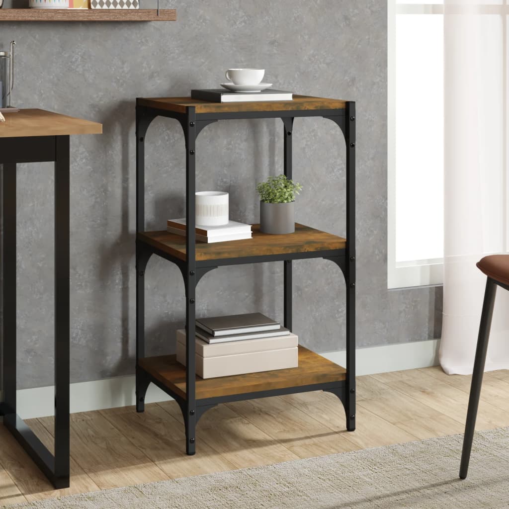 Boekenkast 40x33x70,5 cm bewerkt hout en staal gerookt eiken is nu te koop bij PeponiXL, paradijselijk wonen!