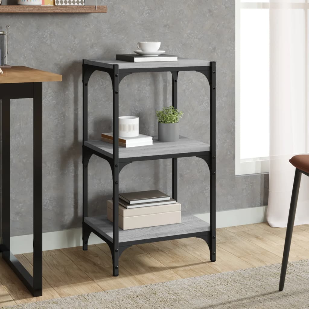 Boekenkast 40x33x70,5 cm hout en staal grijs sonoma eikenkleur is nu te koop bij PeponiXL, paradijselijk wonen!