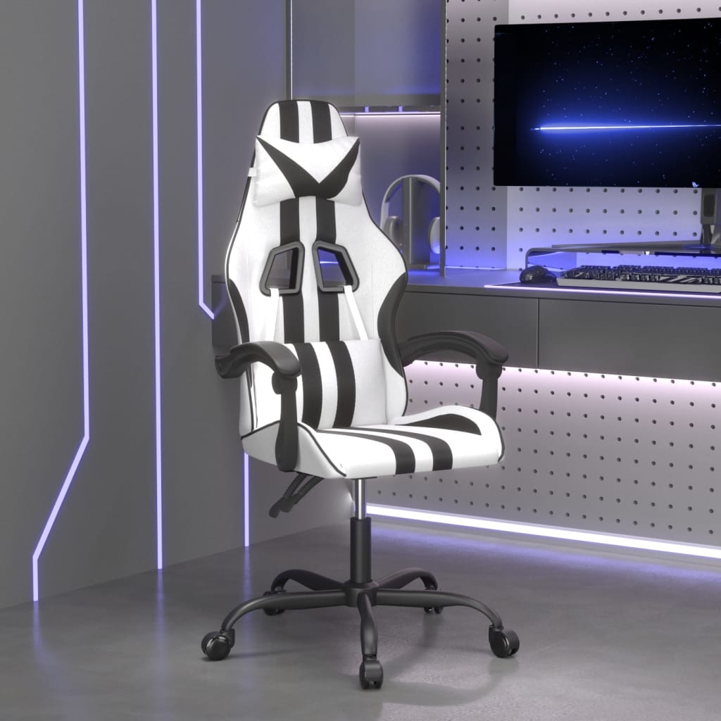 Gamestoel draaibaar kunstleer wit en zwart is nu te koop bij PeponiXL, paradijselijk wonen!