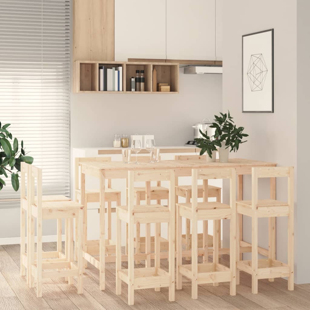 9-delige Barset massief grenenhout is nu te koop bij PeponiXL, paradijselijk wonen!