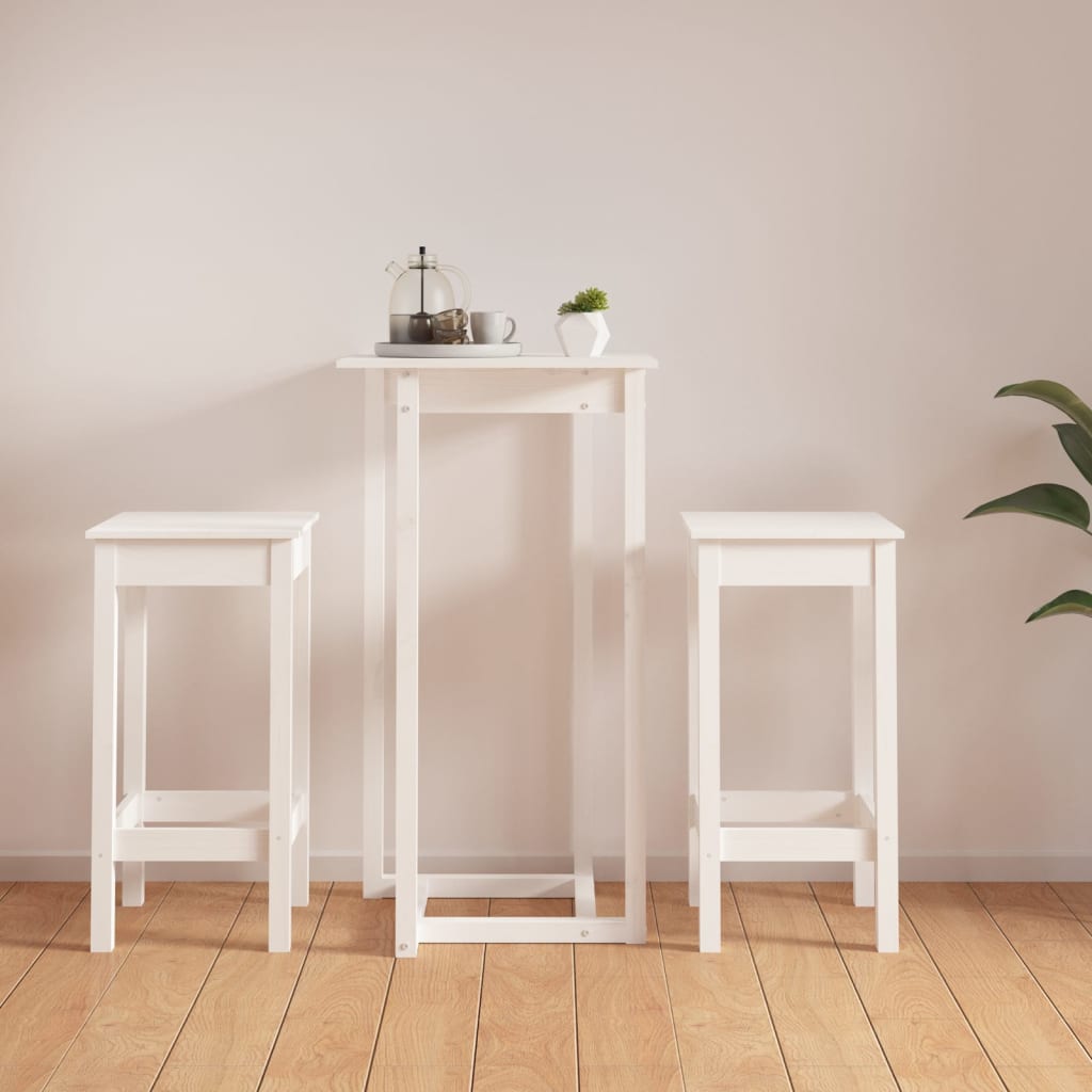 3-delige Barset massief grenenhout wit is nu te koop bij PeponiXL, paradijselijk wonen!