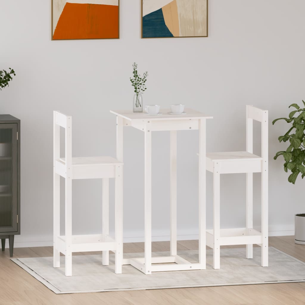 3-delige Barset massief grenenhout wit is nu te koop bij PeponiXL, paradijselijk wonen!