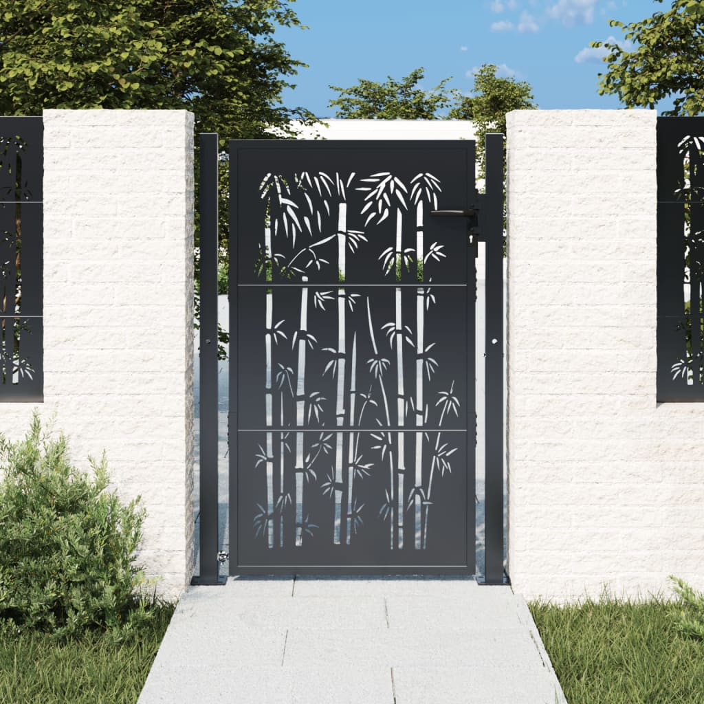 Poort met bamboe-ontwerp 100x125 cm staal antracietkleurig is nu te koop bij PeponiXL, paradijselijk wonen!