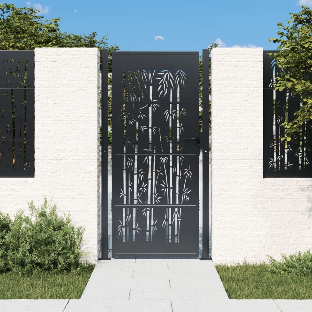 Poort met bamboe-ontwerp 100x175 cm staal antracietkleurig is nu te koop bij PeponiXL, paradijselijk wonen!