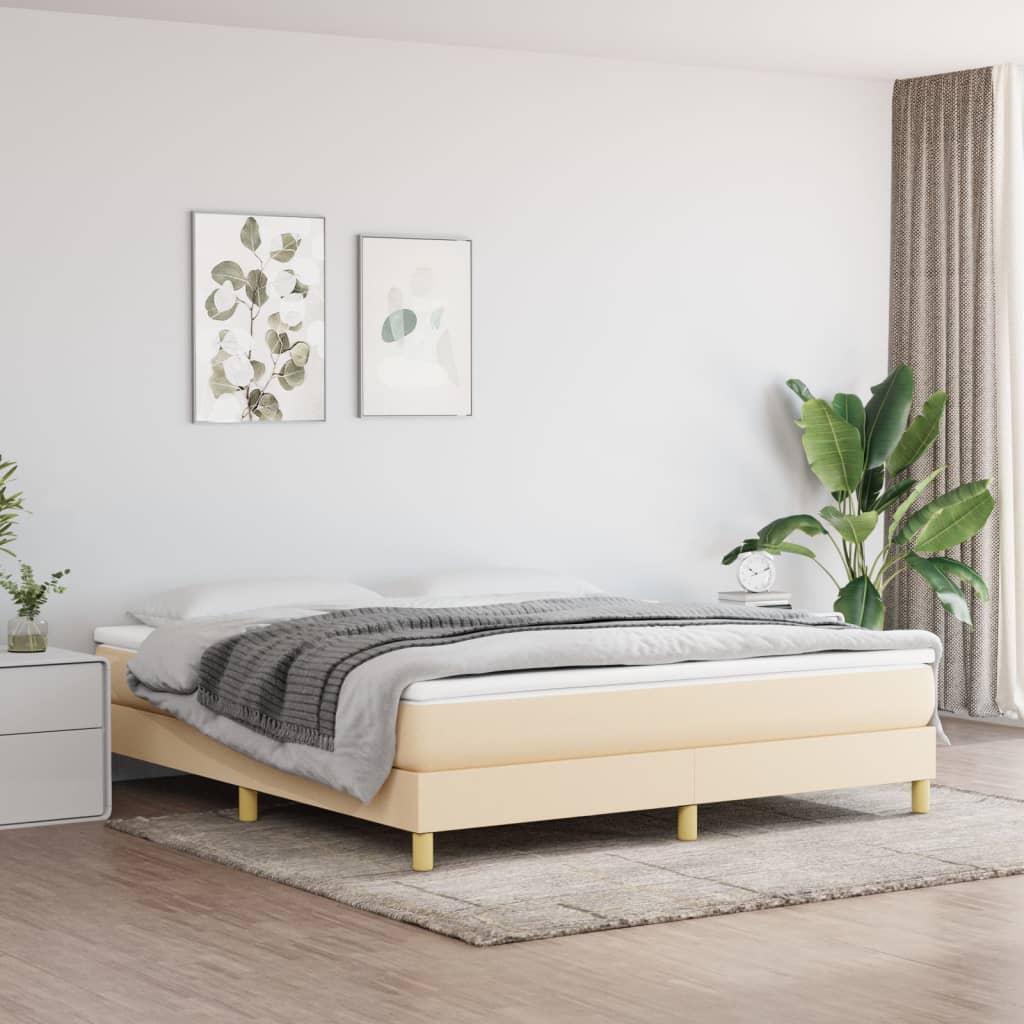 Boxspring bed stof crèmekleurig 180x200 cm is nu te koop bij PeponiXL, paradijselijk wonen!