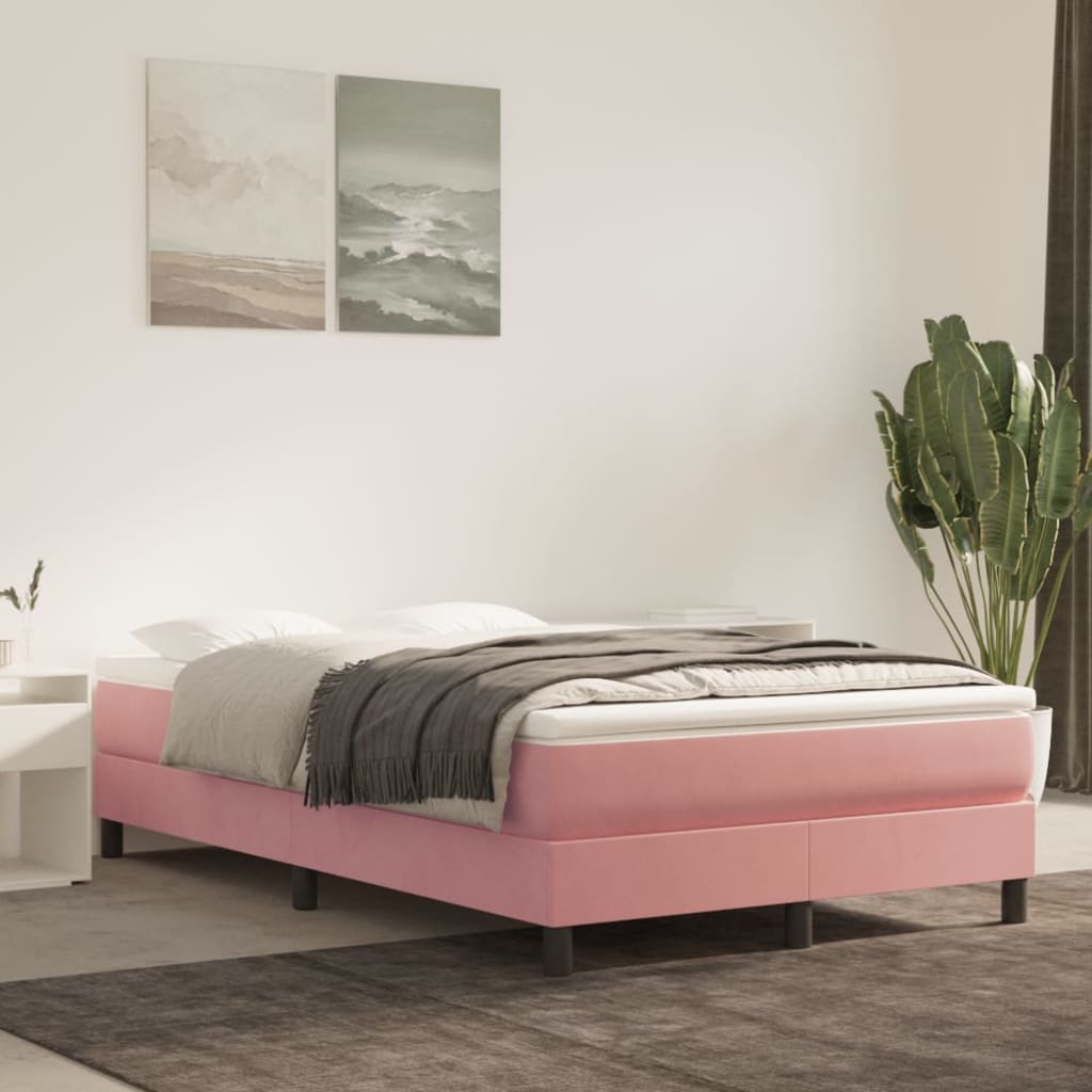 Boxspring bed fluweel roze 120x200 cm is nu te koop bij PeponiXL, paradijselijk wonen!