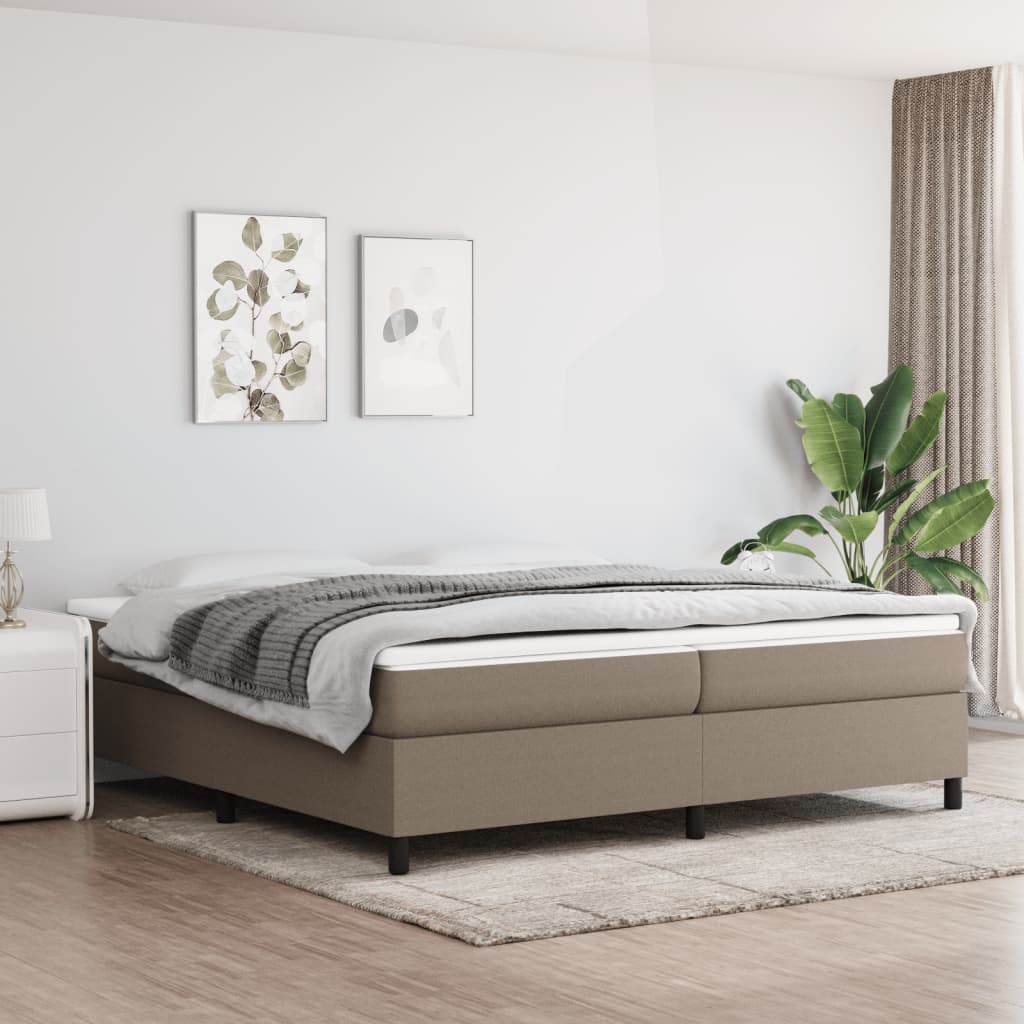 Boxspring bed stof taupe 200x200 cm is nu te koop bij PeponiXL, paradijselijk wonen!