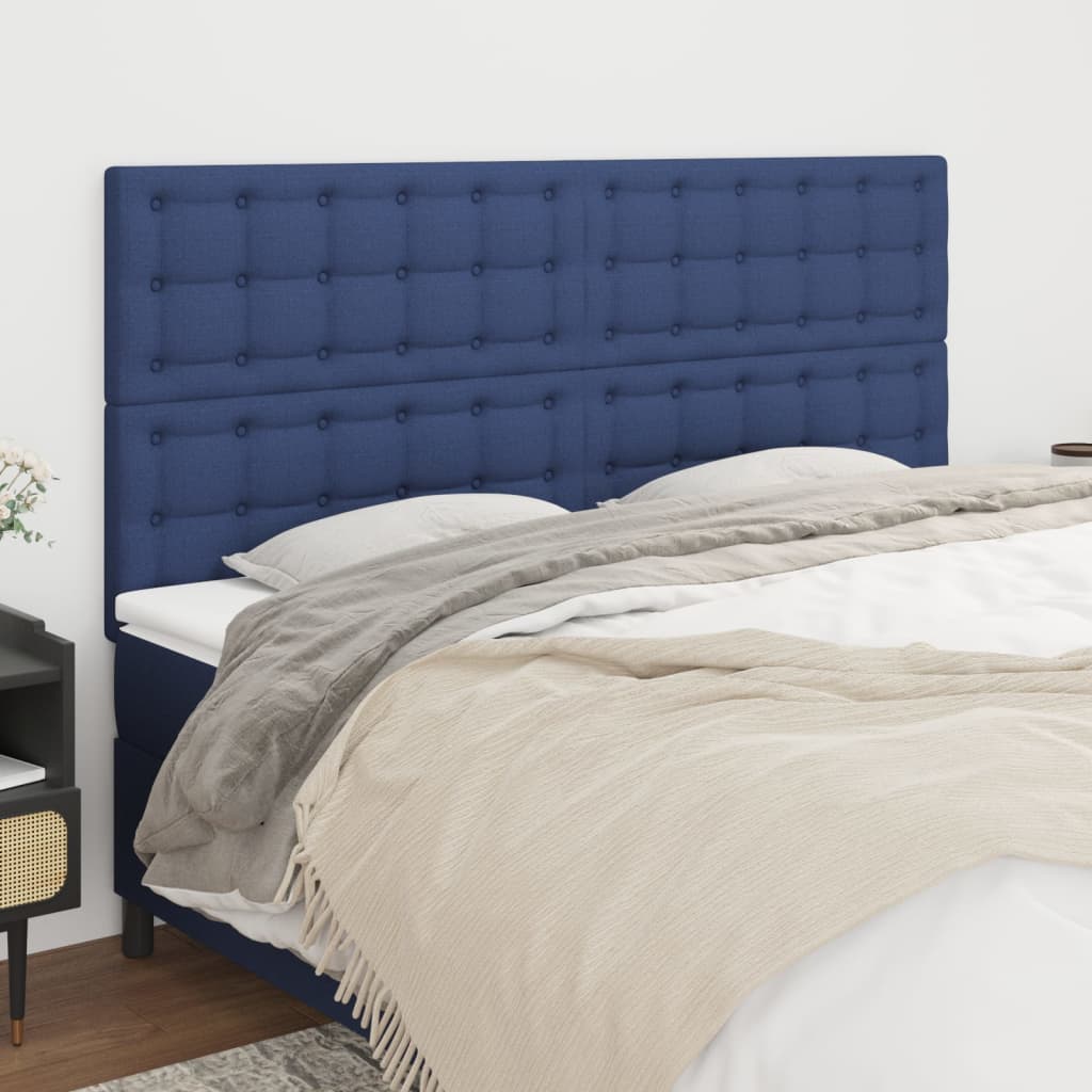 Hoofdbord blauw 160x5x118/128 cm stof is nu te koop bij PeponiXL, paradijselijk wonen!