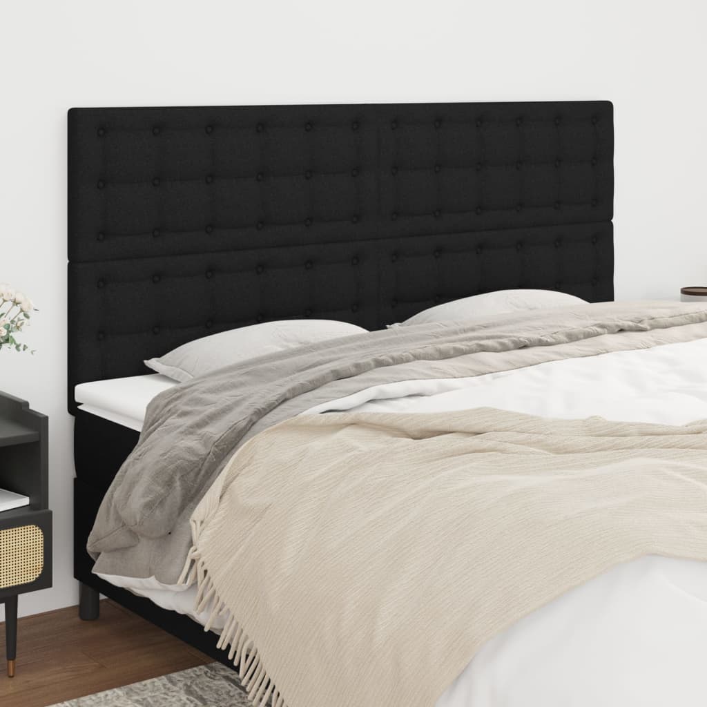 Hoofdbord zwart 180x5x118/128 cm stof is nu te koop bij PeponiXL, paradijselijk wonen!