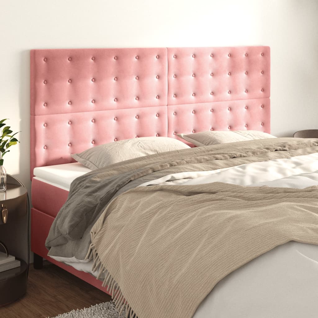 Hoofdbord roze 180x5x118/128 cm fluweel is nu te koop bij PeponiXL, paradijselijk wonen!