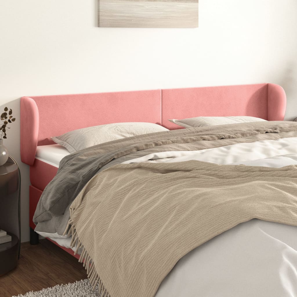 Hoofdbord met randen 203x23x78/88 cm fluweel roze is nu te koop bij PeponiXL, paradijselijk wonen!