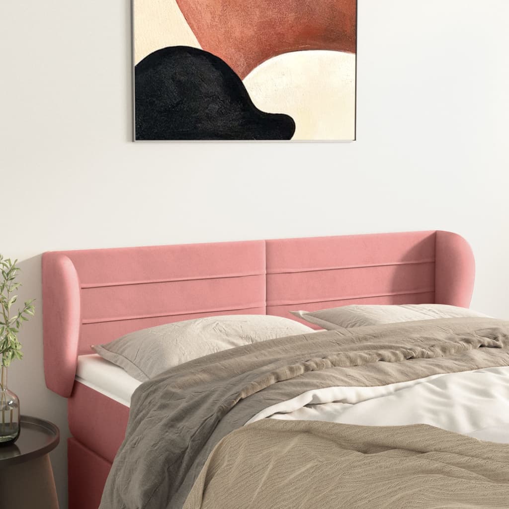 Hoofdbord met randen 147x23x78/88 cm fluweel roze is nu te koop bij PeponiXL, paradijselijk wonen!
