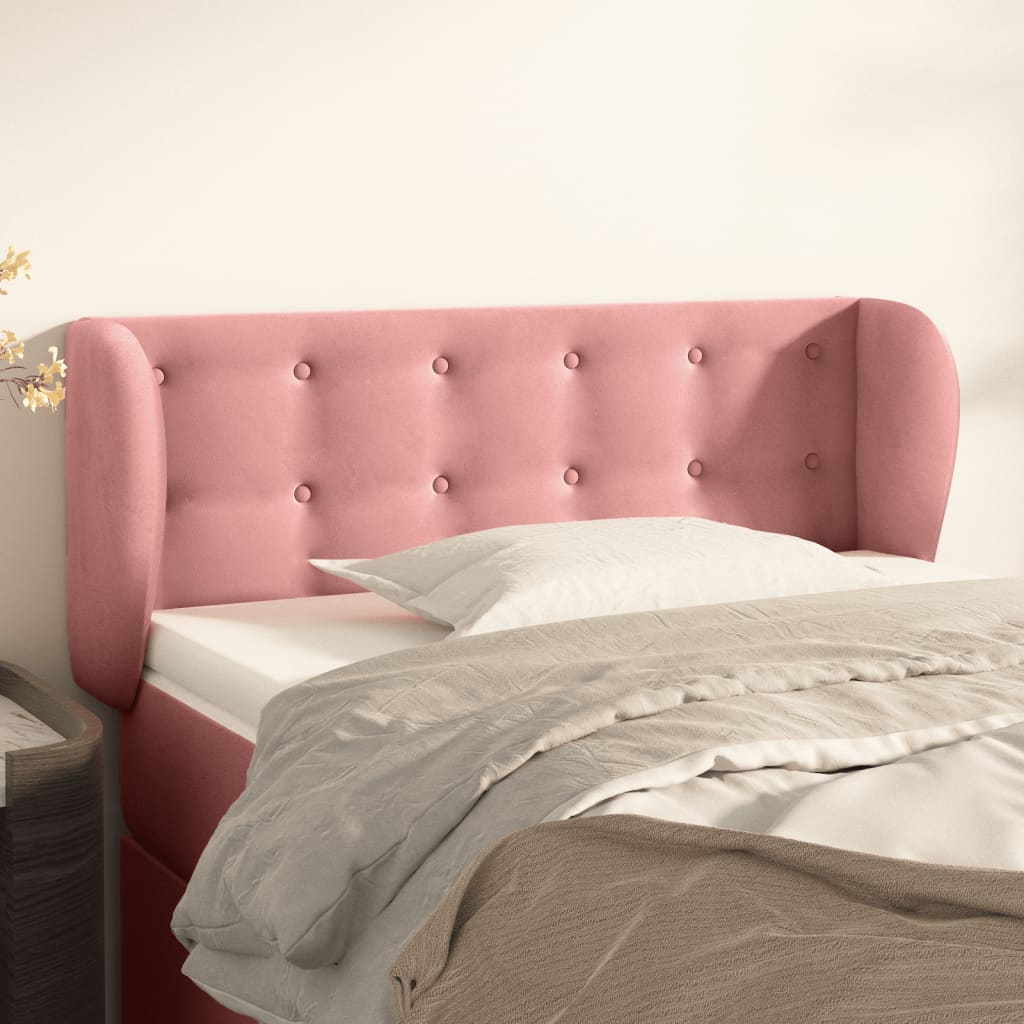 Hoofdbord met randen 103x23x78/88 cm fluweel roze is nu te koop bij PeponiXL, paradijselijk wonen!