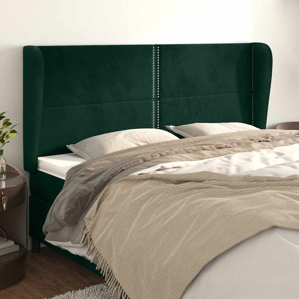 Hoofdbord met randen 183x23x118/128 cm fluweel donkergroen is nu te koop bij PeponiXL, paradijselijk wonen!