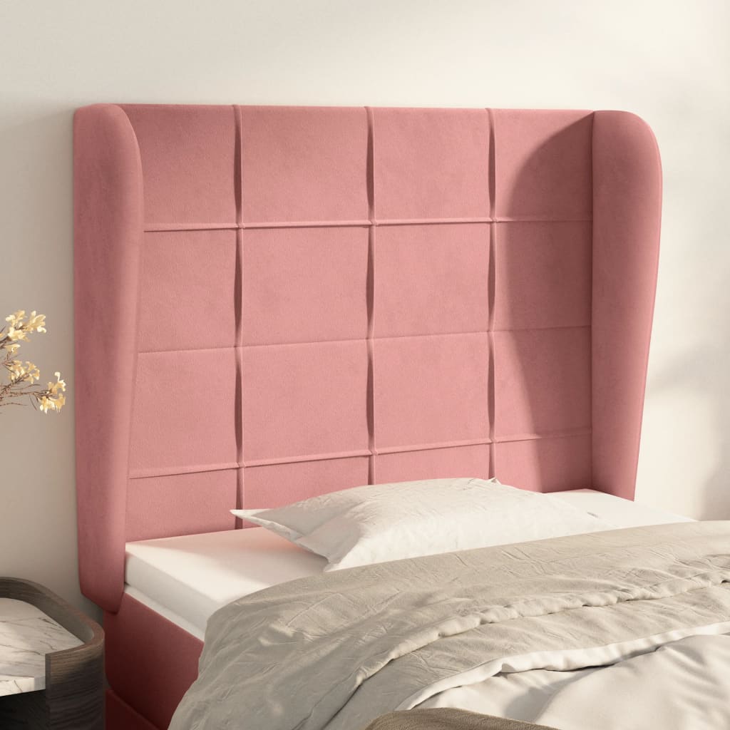 Hoofdbord met randen 93x23x118/128 cm fluweel roze is nu te koop bij PeponiXL, paradijselijk wonen!