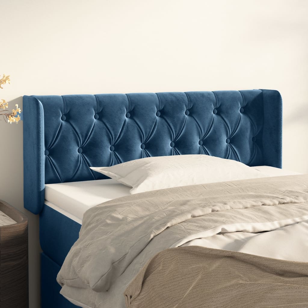 Hoofdbord met randen 93x16x78/88 cm fluweel donkerblauw is nu te koop bij PeponiXL, paradijselijk wonen!