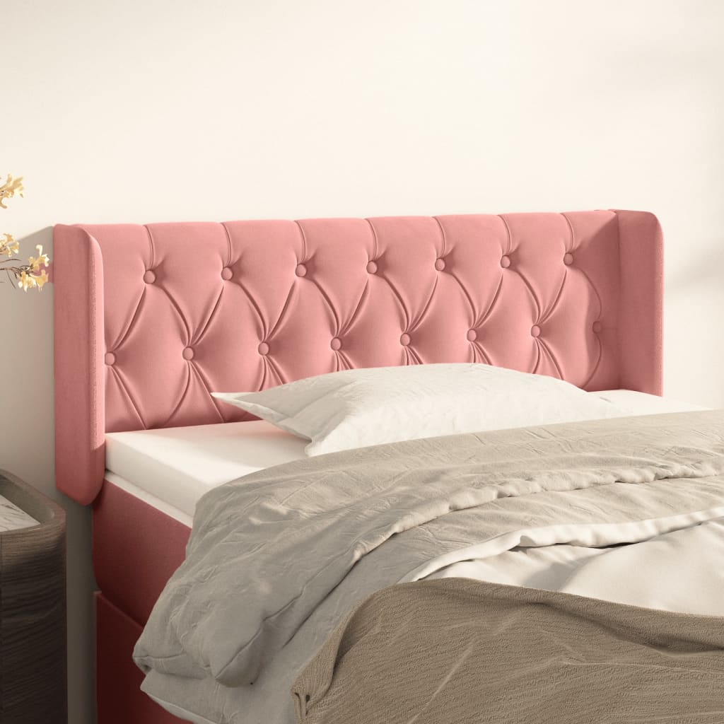 Hoofdbord met randen 103x16x78/88 cm fluweel roze is nu te koop bij PeponiXL, paradijselijk wonen!