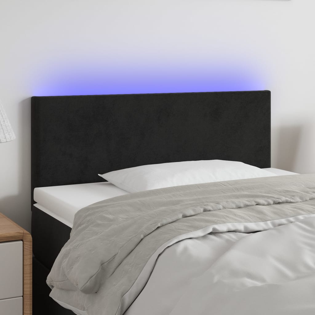 Hoofdbord LED 90x5x78/88 cm fluweel zwart is nu te koop bij PeponiXL, paradijselijk wonen!