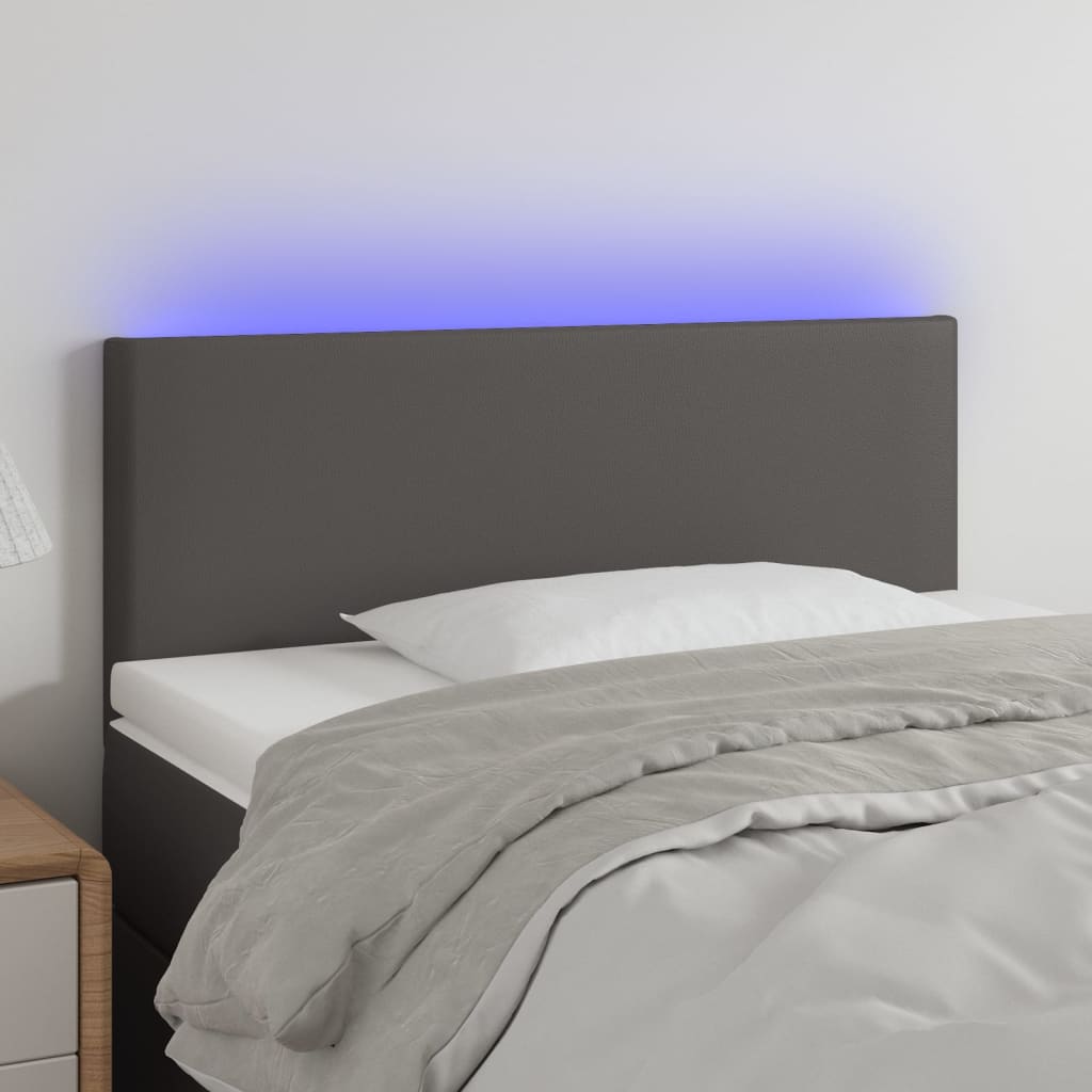 Hoofdbord LED 90x5x78/88 cm kunstleer grijs is nu te koop bij PeponiXL, paradijselijk wonen!