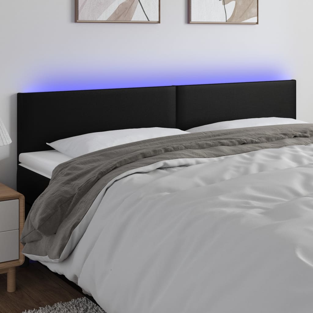 Hoofdbord LED 160x5x78/88 cm kunstleer zwart is nu te koop bij PeponiXL, paradijselijk wonen!