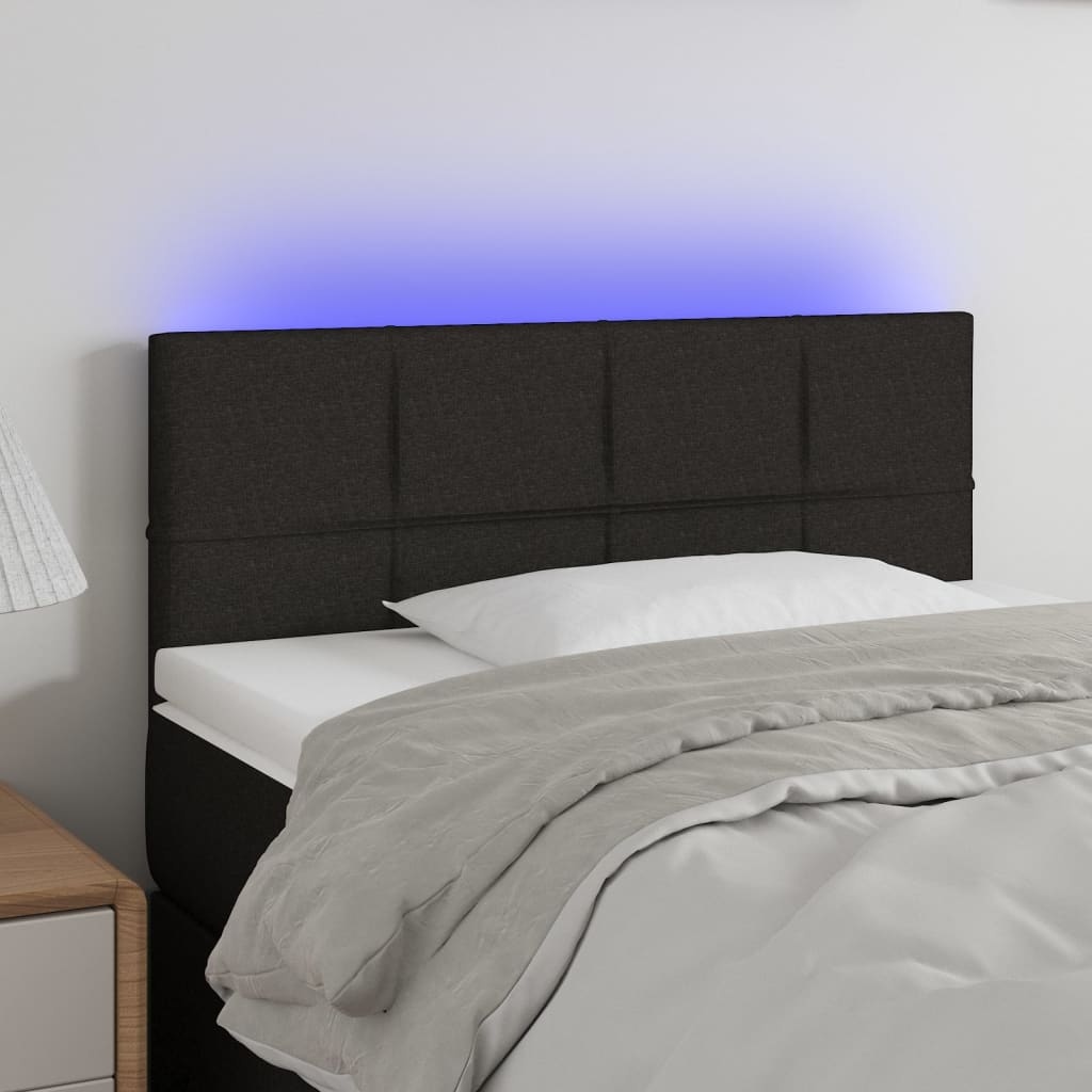 Hoofdbord LED 80x5x78/88 cm stof zwart is nu te koop bij PeponiXL, paradijselijk wonen!